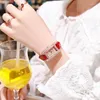 Montres-bracelets de luxe rectangle plein strass femmes montre étanche cadran romain bracelet en cuir dames montre femme relogio