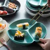 Assiettes en céramique de couleur unie, vert et noir, assiette divisée pour Sushi, assaisonnement, fruits, noix, maison, four irrégulier