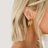 Fashion Korean Metal Elegant Hoop Earring Woman New Vintage Gold Color Geometric Statement Earrings Jewelry Brincos Gift Wholesale YME041