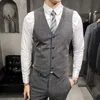 2023 neue Stil männer Hohe Qualität Reiner Baumwolle Business Anzug Weste/Männlichen Slim Fit Plaid Freizeit Anzug Weste/mann Blazer S-4XL HKD230828