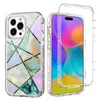 For Iphone 15 13 11 12 14 Pro Max XR 6 7 8Plus Cell Phone Cases 3in1 Marble Heavy Duty Shockproof Protection Cover Compatible with Samsung S23 S21 FE S22 Plus Note 20 Ultra