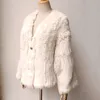 Kadın kürk taklit gerçek tavşan ceket kadınları gevşek moda sıcak kalın ceket kış doğal dış giyim dişi katlar 230828
