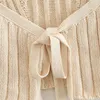 Pulls pour femmes Femme Sexy Beige Élastique Mince Pull Sans Dos 2023 Printemps Femelle Chic Creux Out Laçage Tricot Pull Dames Mode