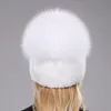 Bonnet/Crâne Casquettes Russie Style Femmes Réel Véritable Fourrure Bonnets Chapeau Filles Naturel Réel Rex Fourrure De Lapin Skullies Cap Tricot Hiver Réel Chapeaux De Fourrure 230826