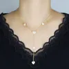 Classique élégant longue chaîne à maillons en forme de Y délicat coeur pendentif à breloque collier Hip Hop femmes dame entièrement pavé 5A zircon cubique mariage petite amie cadeau bijoux