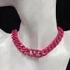 Rose-Red Litened Chunky Chain Halsband, modedesigner smycken lyxiga designtrender coola damtillbehör, hiphoptrender, fester, alla hjärtans dag gåvor