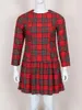 プラスサイズのドレスFinjani Women's Scottish Style Red and Black Plaid Woman's Dress2023エレガント