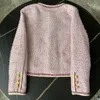 Misto lana da donna francese elegante piccola fragranza giacca di tweed rosa per le donne streetwear patchwork di lana cappotto femminile capispalla Casaco 230826