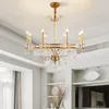 Ljuskronor modern koppar kristall ljuskrona ljus lyx el lägenhet rum dekoration belysning europeisk mässing ledande pendellampa