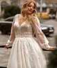 Robes sexy urbaines Magnifique Une ligne Plus Taille De Mariage Tulle À Manches Longues Robe De Mariée Balayage Train Oversize Robe De Mariée Robe de Mariee 230828