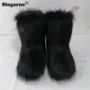 Bottes Mode Fourrure Bottes Femmes Fluffy Fourrure Neige Bottes Femme Hiver Chaud En Peluche Plate-Forme Chaussures Fourrure Fausse Fourrure Bottes De Luxe Bottes 230826