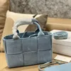 Arco Shoulder bags intreccio top handl bag Denim canvas Single detachable zipped pocket weave smooth fashion trend simple luxurys Women Tote Bag