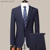 Hoge kwaliteit (blazer + broek) Heren Britse stijl Eenvoudig casual Zakelijk Mode Elegant Bruiloft Beste man Herenpak 2-delig Q230828