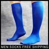 Herrensocken, kniehoch, blau, für Herren, Nylon, formeller Anzug, schwuler männlicher sexy Strumpfschlauch für Mann, Qualitätsmarke