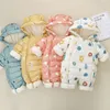 다운 코트 2023 Born Baby Jumpsuit Hooded Plus 따뜻한 겨울 착용 소년 스노우 슈트 유아 눈복 소녀면 바지 장미 230828