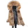 Women Fur Faux Winter Real Rabbit Coat Women Waterproof Waterproof Parkas Rex Liner Zdejmowany kołnierz szopa z kapturem z kapturem 230828