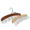 12 Haken Houten Hangers Rekken Met Rvs Sjaal Haken Stropdas Riem Doek Hanger Organizer Kledingrekken Q526