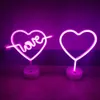 Heart Shaped Neon Light Christmas LED Neon Sign Bar Art Decorative Lights with Base Stand Night Lamp Decor Girl Bedroom Gift HKD230825
