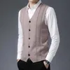 Men's Waistcoat New Fashion Suit Vest Office Male Sleeveless Sweater Cardigan Bussiness Formal Knit Vest Single Breasted HKD230828