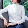 Kvinnors blusar Eleganta kvinnor Chiffon Shirts Female Ladies Spring Summer Slim Tops Fashion Office Lady Wear Suit Shirt S556