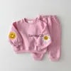 Kledingsets Winter Warm Babymeisje Jongenskleding Set Borduren Dikker Fleece Sweatshirt Broek Babyjongen Trainingspak Peutermeisjeskleding Korea x0828