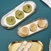 Plates Coffee Table Organizer Tray Golden Decorative Stylish Nordic Stainless Steel Set For Kitchen Bathroom Jewelry Oval