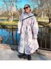 Dameswolmengsels Dames katoenen jas met geometrisch patroon bedrukt enkele borst flip tie warme lange jas unieke 2023 dikke winterjas T230828