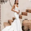 Urban Sexy Vestidos JEHETH Backless Sereia Casamento Dres Branco Spaghetti Straps Chic Boho Vestidos De Noiva Elástico Cetim Vestidos De Novia 230828