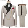 2023 Последние дизайны роскошные мужчины набор костюмов Slim Fit Groomsmen Groom Wedding Dress Timedos Come Homme Mariage 2pcs (Blazer+брюки) Q230828