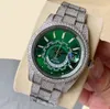 Полные бриллиантовые часы Мужские автоматические механические часы 41 мм со стальным браслетом с бриллиантами Модные деловые наручные часы Montre de Luxe Bling Dial Bezel Band-05