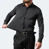 Koszulki męskie sukienki 6xl jesień i zimowa siła elastyczna nie-żelaza męska konsekwencja Business Casual Shirt Solid Kolor Merceceized Pionowa koszula 230828