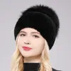 Bonnet/Crâne Casquettes Russie Style Femmes Réel Véritable Fourrure Bonnets Chapeau Filles Naturel Réel Rex Fourrure De Lapin Skullies Cap Tricot Hiver Réel Chapeaux De Fourrure 230826