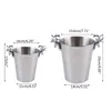 1Pc Red Wine Western Stainless Steel Ice Bucket Elk Carving Bucket for Beer and Wine Chilling Golden/Silver Dropshipping HKD230828