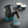 Muggar Creative Ceramic Travel Tea Set Portable Retro Quick Cups Pottery Outdoor Teapot China Water Mug Teaware Present Box