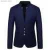 Sinik Marka Giyim Bahar Erkekler Moda Trend Küçük Takım/Erkek İnce Fit İş Çin Tunik Takım/Man Blazers Ceketler S-4XL Q230828