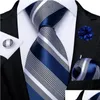 Bow Ties Blue Rands Mens Accessories Slitsarduk Manschettknappar Brosch Pin -gåvor för män grossistföremål Business Drop Delivery Dhrzd