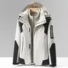 女性用ジャケット秋と冬の固体コントラストパッチワーク二重肥厚防風雨プルーフワーク衣装女性特大ジャケット