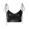 Women's Tanks Summer Suspender Vest 2023 PU Leather Eraser Fashion Sexy Body Shaping Chest Wrap Top