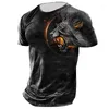 T-shirts pour hommes 3d Lion imprimé T-shirts à la mode col rond manches courtes vêtements de rue tendance hip-hop hommes T-shirts d'été hauts