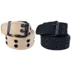 Riemen Accessoires Metalen gesp Dubbele rij knopen Jurken Canvas heupriem Koreaanse riem Man tailleband doorvoergat