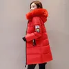 Trenchs Femmes Manteaux 2023 Veste d'hiver Femmes Parka Grand col en fausse fourrure à capuche épaisse chaude longue femme manteau décontracté vêtements d'extérieur en coton Parkas