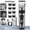 Barbeador elétrico profissional máquina de cortar cabelo recarregável aparador para homens barba crianças barbeiro máquina de corte de cabelo tela LED à prova d'água 230826