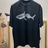 デザイナーサマーファッションハイストリートコットンTシャツスウェットシャツTシャツプルオーバーTシャツ通気性男性と女性サメのプリントカジュアルショートスリーブTシャツ