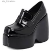 Genuine Pumps High Heels Black Platform Dress Leather For Women Spring Summer Wedges Loafers Party Shoes Casual Ladies T230828 661