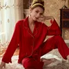 Damskie damskie odzież sutowa Zestaw Satin Satin Lounge nosić kobiety swobodne pijamas 2pcs koszula