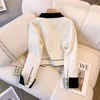 Giacche da donna Blocking Tweed Abito corto Cappotto O-Collo Bianco Streetwear Elegante casual Slim Outwear Crop Top