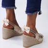 Zomer grote spot maat Wedge nieuwe jurk sandalen gespijnde serpentine open teen high hiel damesschoenen 43 T230828 724