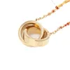 Högkvalitativ titanstål Diamanthalsband Kvinnlig designer Design Double Ring Pendant Luxury Par Necklace Wedding Party Valen3270314