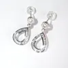 Boucles d'oreilles Fashion Drop 925 Sterling Silver Pave Square Simulé Diamant Pour Femmes Bijoux Femme Corée