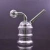 2pcs Mini verre brûleur à mazout Bong narguilé conduites d'eau avec épais Pyrex clair Heady recycleur Dab Rig main Bongs pour fumer avec bol d'huile de 3 cm